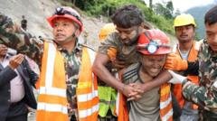 ‘A rare moment of joy’: Nepal tunnel rescues bring hope for more flood survivors